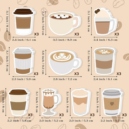 Xqumoi 30 Pack Teacher Sticky Notes - Funny Coffee Cup Self Sticky Notepads Writing Memo Pads for Teacher Appreciation Back to School Office Supplies Coffee Lover Gift Party Favors Goodies Bag Fillers