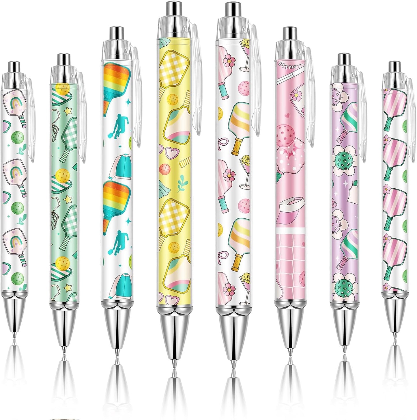 Ireer 8 Pcs Ballpoint Pens for Women 1.00 mm Cute Black Ink Pens Fine Point Smooth Writing for Journaling Aesthetic Office Supplies (Mahjong)
