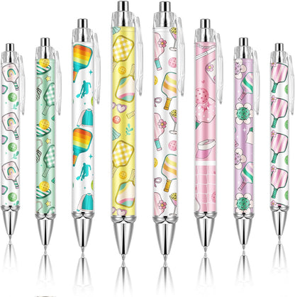 Ireer 8 Pcs Ballpoint Pens for Women 1.00 mm Cute Black Ink Pens Fine Point Smooth Writing for Journaling Aesthetic Office Supplies (Mahjong)