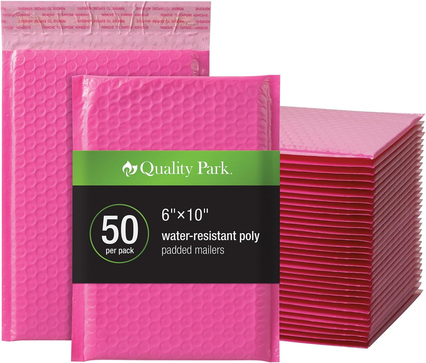 Quality Park Bubble Mailers, 6 x 9 Inch, White Poly Mailers, Padded Envelopes, Shipping Envelopes, Water Resistant, Self Seal, 50 Per Box (QUA85856), Plastic