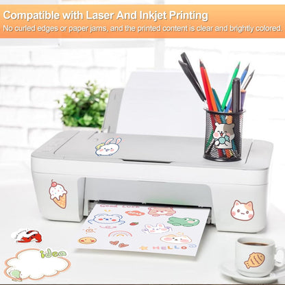Printable Sticker Paper for Inkjet Printer, 40 Sheets 8.5"x11'' Matte Sticker Printer Paper Full Sheet Labels for Laser/Inkjet Printers, Letter Size