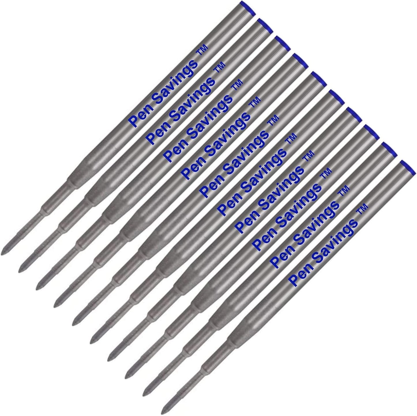 10 Pack, Pen Savings Ballpoint Pen Refills Compatible with Montblanc Twist Style Ballpoint Pens, Medium Point (Bulk Packed) (Blue)