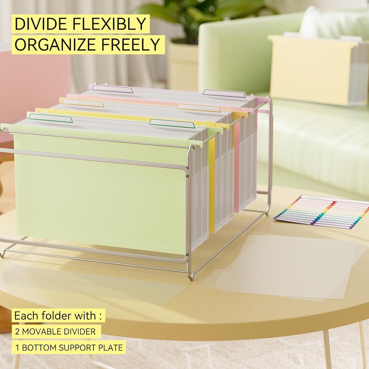 ThinkTex Extra Capacity Plastic Hanging File Folders, 4.72 Inch 8 Pack Reinforced Expanding Hang Folders Letter Size，Accordion Pocket with Movable Dividers,Heavy Duty for Filing Cabinet, Home Office