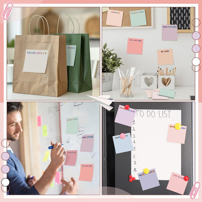 Yinder 48 Pcs Inspirational Sticky Notes Cute Motivational Sticky Notes Pad End of Year Employee Appreciation Gifts Bulk for Teacher Nurse Coworkers Office Supplies 3 x 3'' (Thank You,Dark Color)