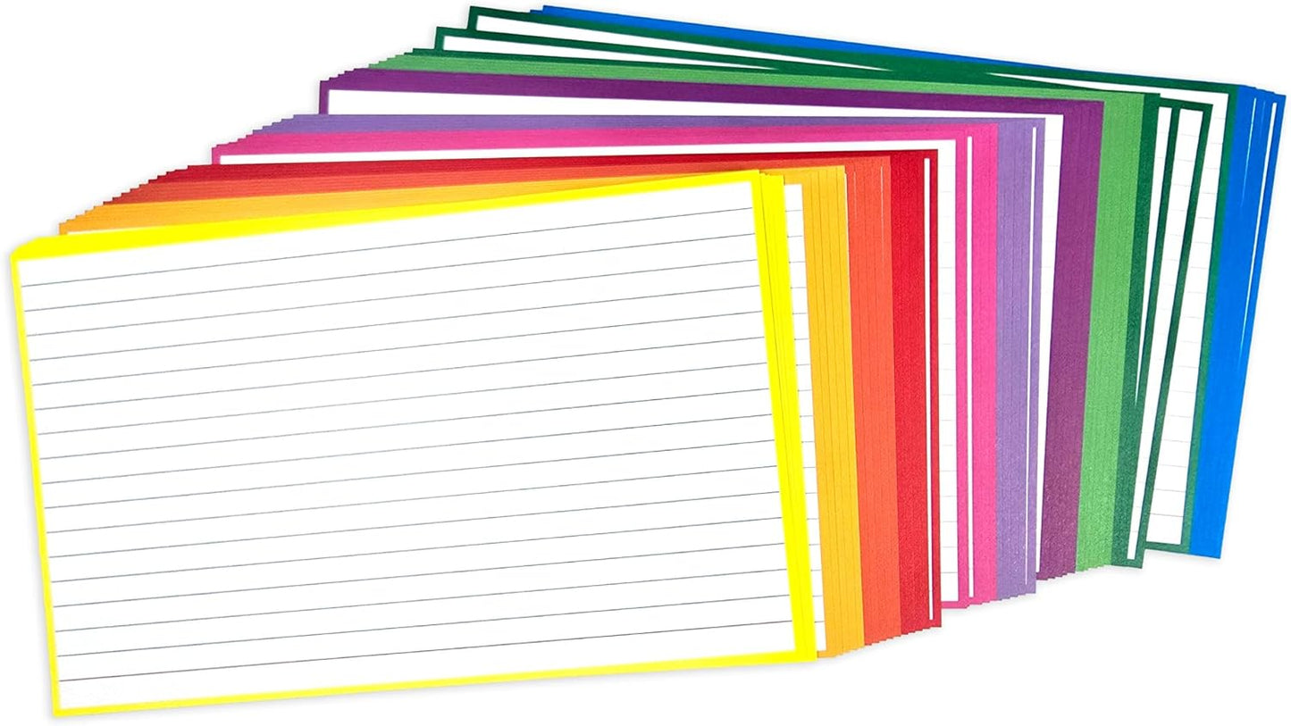 PPAPPAPPIYO 4x6 Lined Index Cards (Set of 50) Note Card, Study Cards, Flash Cards for Studying (Multicolor, 260gsm) (4x6)