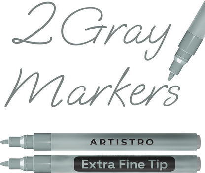 ARTISTRO 2 Gold Acrylic Paint Markers - 0.7mm Extra Fine-Tip Metallic Paint Pens - Perfect for Crafting, Art Projects, & More