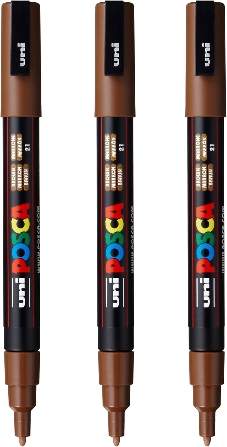 posca PC-3M Water-Based Paint Markers, Reversible Fine Tip (0.9-1.3mm), Pink, 3 Count