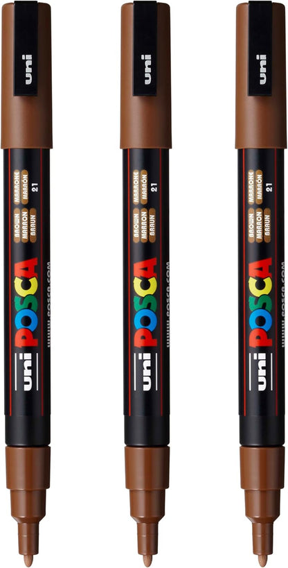 posca PC-3M Water-Based Paint Markers, Reversible Fine Tip (0.9-1.3mm), Pink, 3 Count