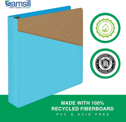 Samsill Durable 4 inch 3 Ring Binder, D Ring Binder, 100% Recycled Chipboard, Black, 2 Pack
