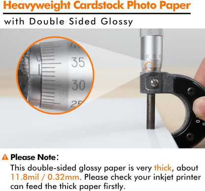 Koala Thick Photo Paper 8.5x11 Inches Heavyweight Double Sided High Glossy 100 Sheets 260gsm only Compatible with Inkjet Printer