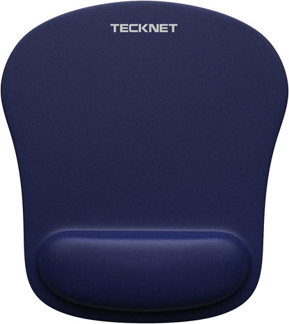 TECKNET Mouse Pad with Wrist Support, Ergonomic Gaming Mouse Pad Pain Relief, Portable Comfortable Mousepad for Computer, Laptop, Office, Home and Travel, Non-Slip Base, Waterproof Surface, Black
