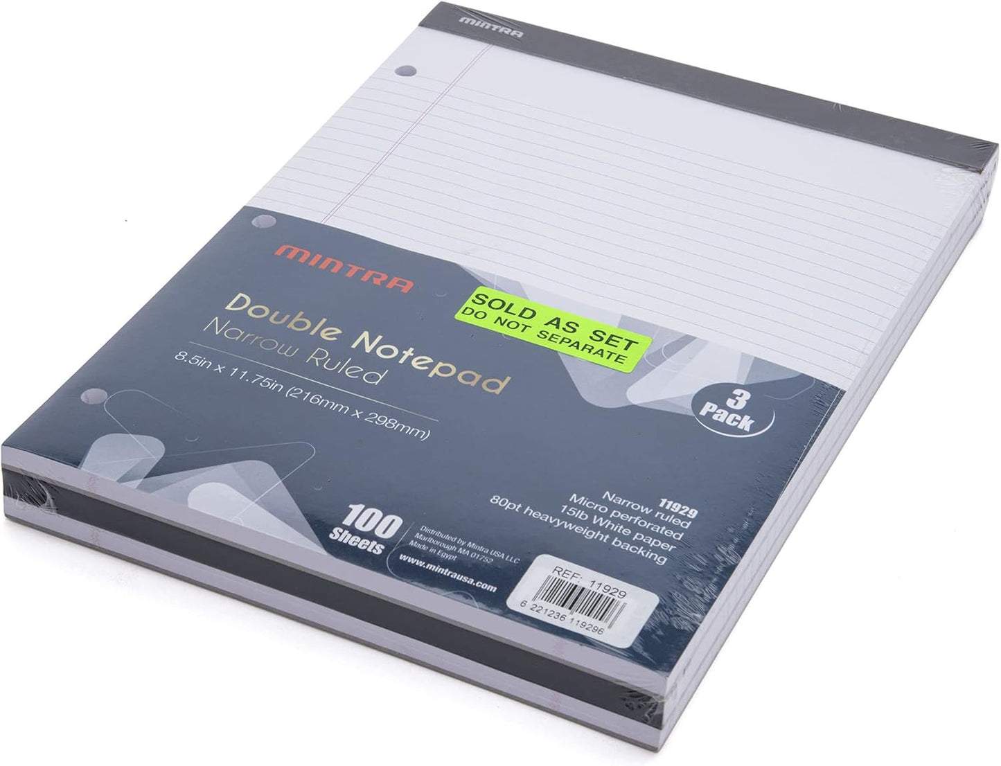 Mintra Office White Legal Pads – Ruled Notepads and Micro-Perforated Sheets, Ideal for Writing, Note-Taking & Creativity, Office, or Professional Use, Basic Pad 6 pack, 8.5"x11" (Narrow Ruled)