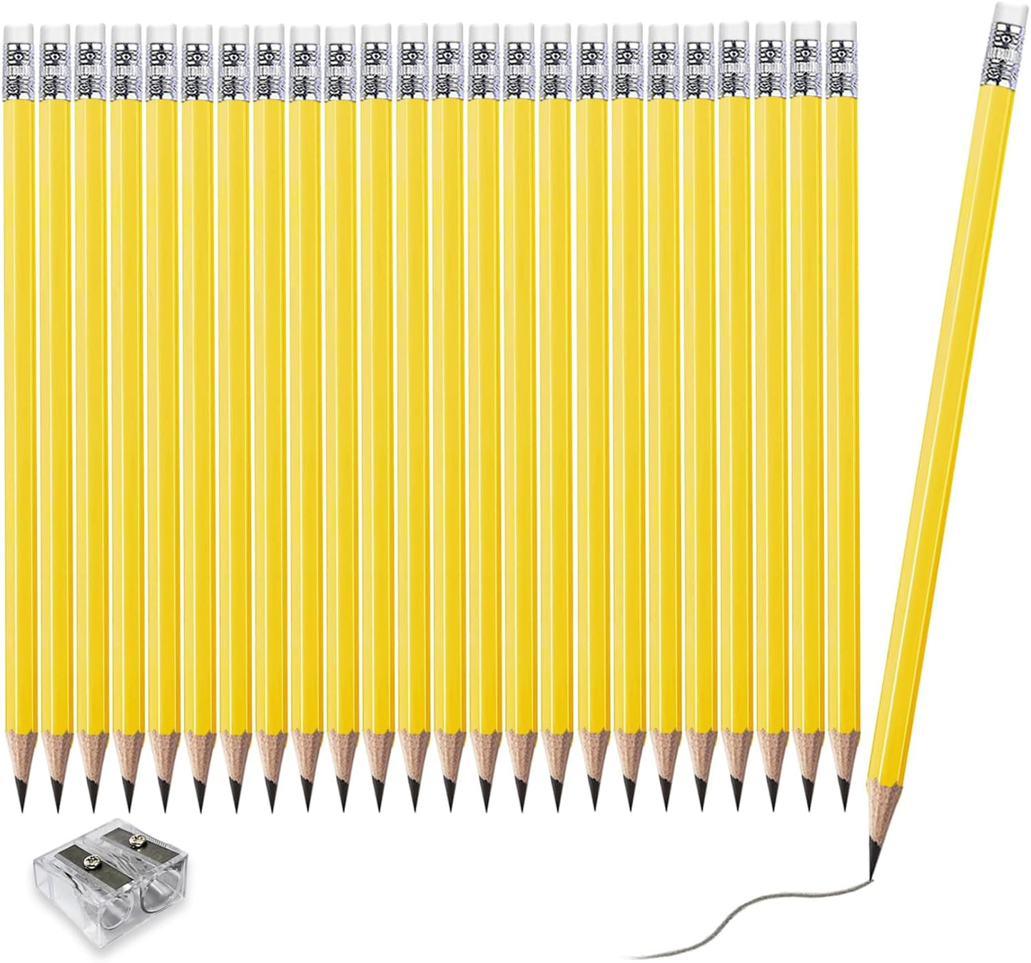 Adhere 25pcs Woodcase Pencils with Eraser Premium Pre-Sharpened Hexagon Graphite 2B pencils ideal for home, office writing including a Free Sharpener(Pink・25pcs)