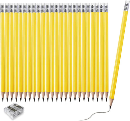 Adhere 25pcs Woodcase Pencils with Eraser Premium Pre-Sharpened Hexagon Graphite 2B pencils ideal for home, office writing including a Free Sharpener(Pink・25pcs)