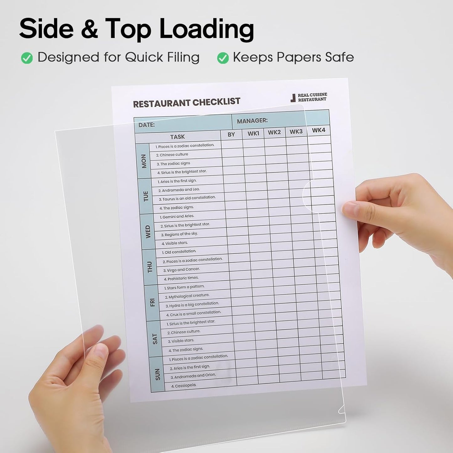 KTRIO Clear Folders Sleeves Plastic Documents Project Pockets 12 Pack, Fits Letter Size 8.5x11 Paper, L-Shaped File Jackets, Acid-Free Poly Plastic, Transparent