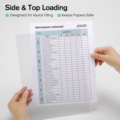 KTRIO Clear Folders Sleeves Plastic Documents Project Pockets 12 Pack, Fits Letter Size 8.5x11 Paper, L-Shaped File Jackets, Acid-Free Poly Plastic, Transparent