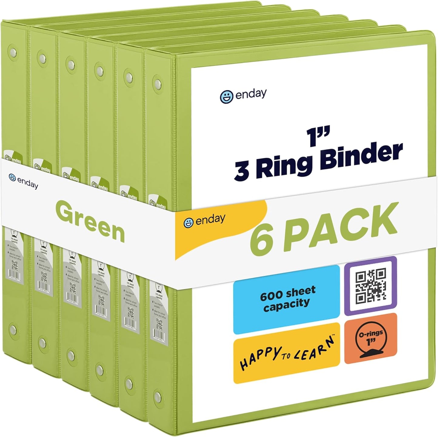 Enday 1 Inch Binder (6 Pack - Grey) 3 Ring Binder 1 inch with Clear View Cover and 2 Inside Pocket - for Letter Size 8.5 x 11'' Paper, Ideal for School Supplies, Office, and Home