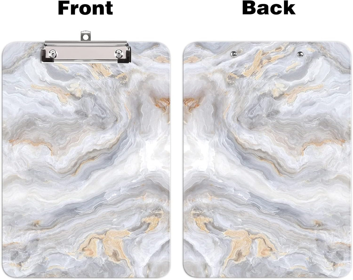 Hongri Plastic Cute Clipboard, Letter Size for Students, Teacher, Woman and Kids, Low Profile Clip, Decorative Pattern, Size 9 x 12.5 in, Dream Marble