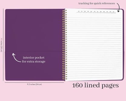 kate spade new york Large College Ruled Notebook, 11" x 9.5" Spiral Notebook with 160 Pages