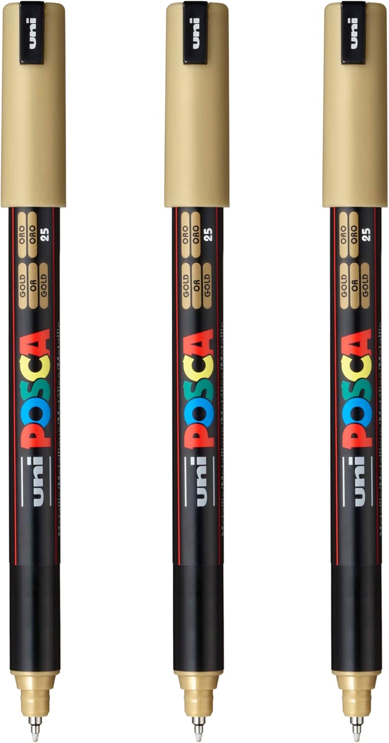 posca PC-1MR Water-Based Paint Markers, Extra Fine Tip (0.7mm), White, 3 Count