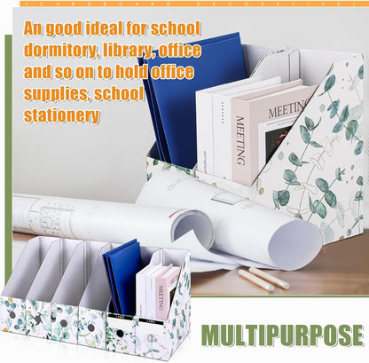 PerKoop 6 Pcs Decorative Magazine File Holders Floral Foldable File Folders Magazine Storage Boxes Rack Desk Organizer Documents with Printable Labels for School Office Home (Floral)