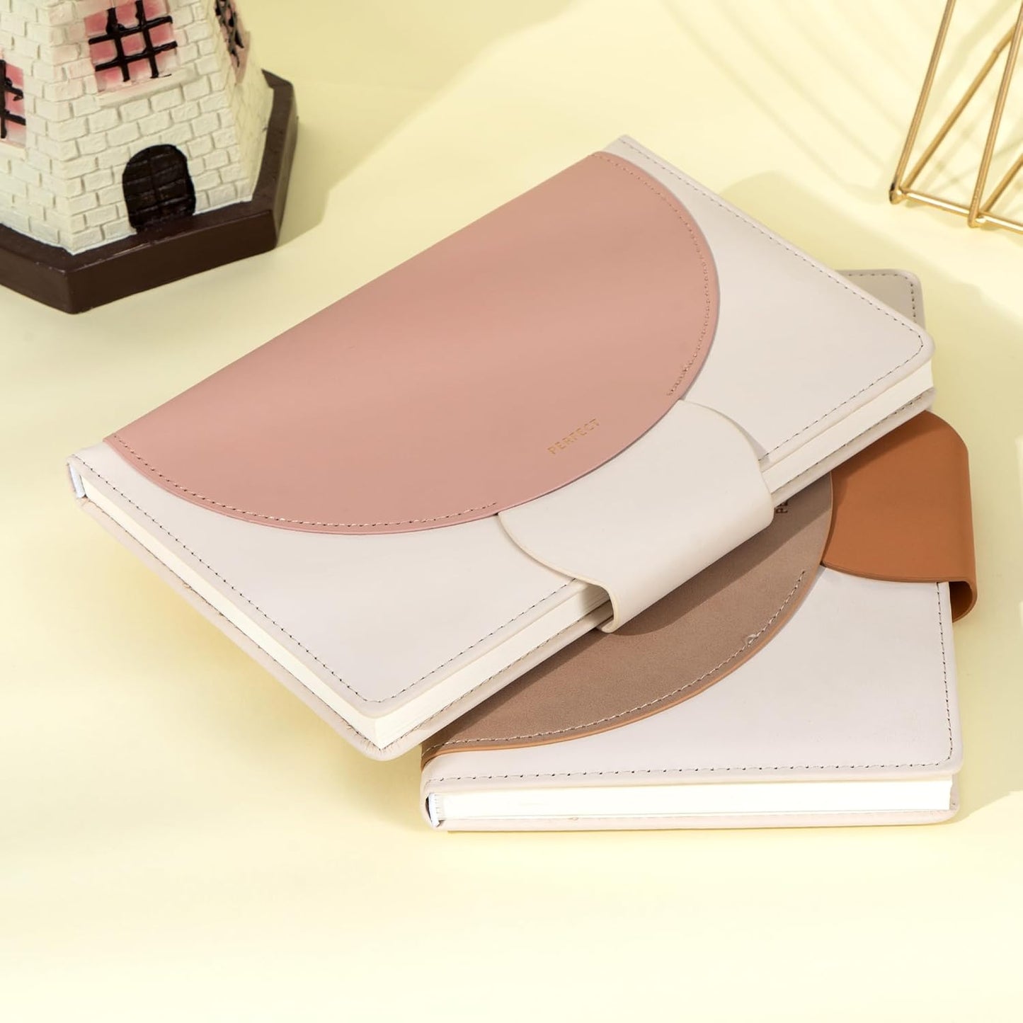 CAGIE Lined Journal for Women, 100GSM Leather Journals for Writing with Buckle Closure,A5 Hardcover Diary Journaling Notebooks for Business Work School Note Taking 5.9" x8.5 (Brown)