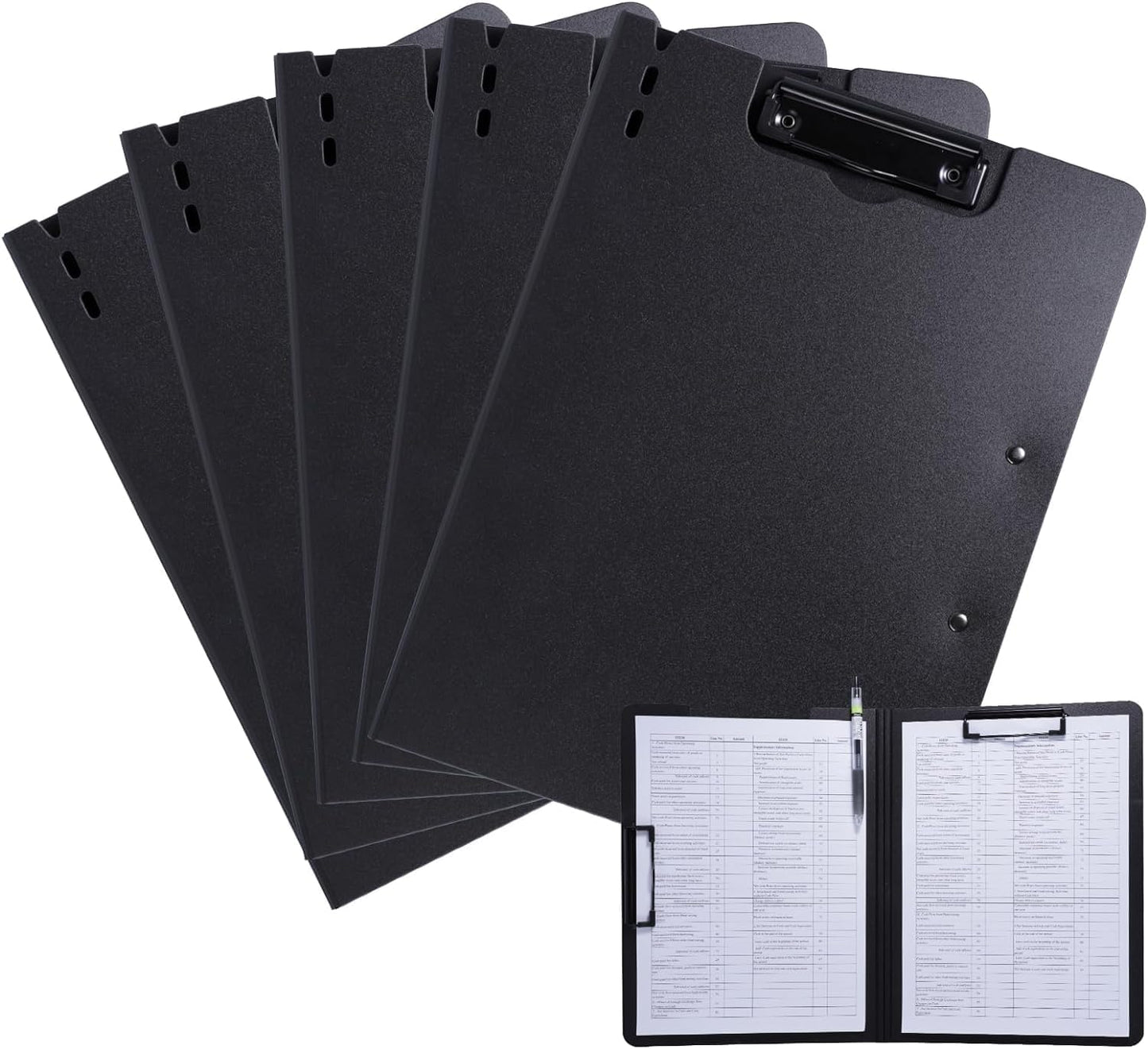 FRETONBA Clipboard Folder, A4 Foldable Clipboard with Horizontal and Vertical Double Metal Clips, 360 Degree Foldable Binder Clipboards with Pen Holder, File Cover Work Folder Clipboards, Green