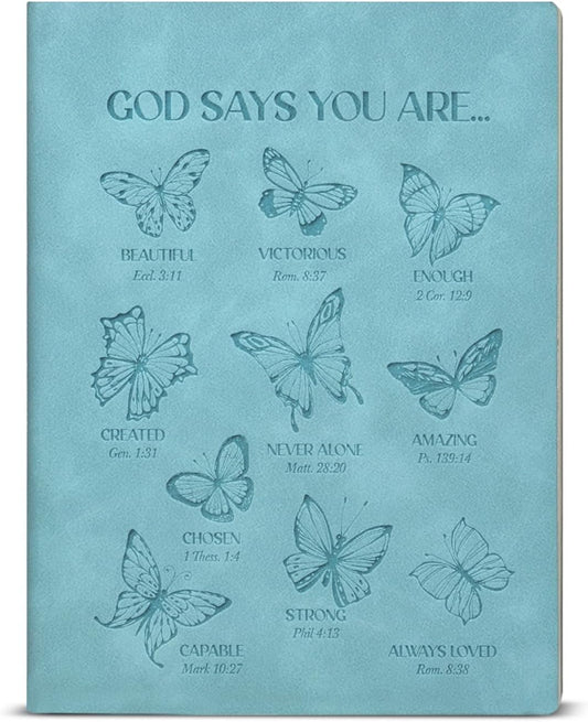 Christian Inspirational Notebook God Says You Are Beautiful Bible Verse Journal Butterflies Writing Notebook Religious Encouragement Gifts for Women Girls