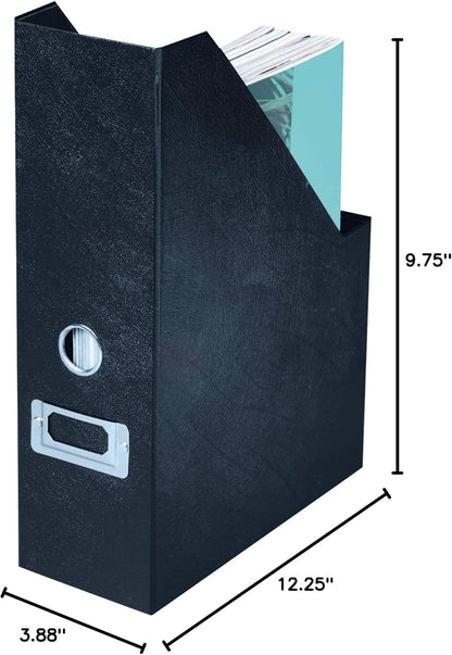 Snap-N-Store Fiberboard Magazine File with PVC Laminate, 12.25 x 3.88 x 9.75 Inches, Black (SNS01565)