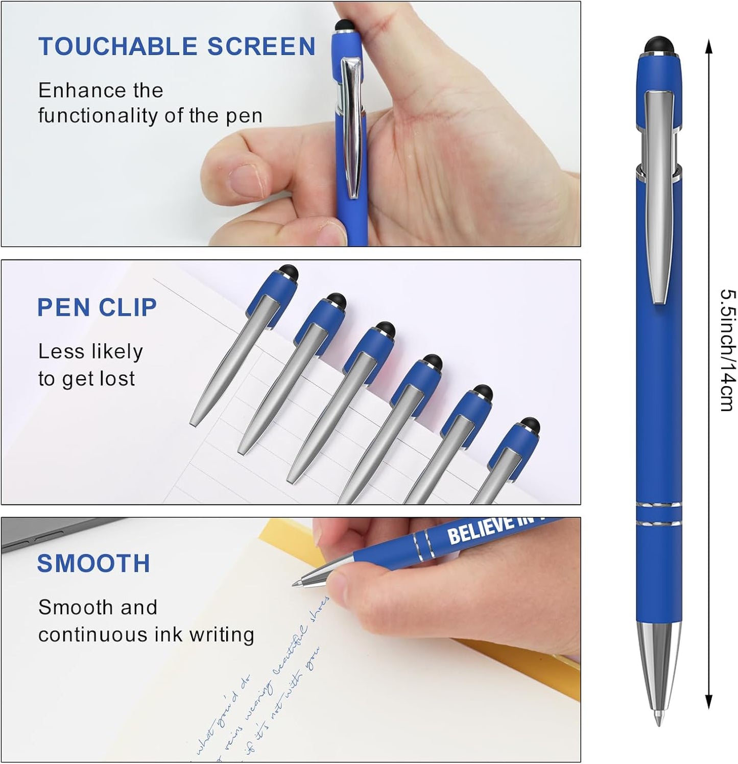 Actsun Funny Pens - 12 Pack Fine Point Smooth Writing Pens with Inspirational Tips, Black Ink, Touch Stylus Screens, Motivational Gift for Office & Desk Accessories