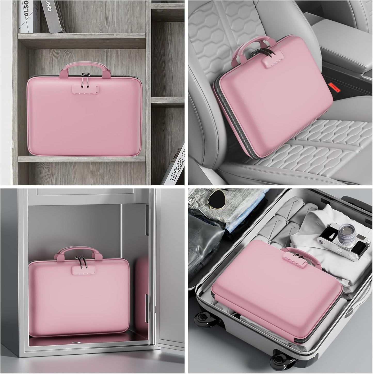 DocSafe Fireproof File Organizer with Lock, Hard-Shell Case Fireproof Document Box with 13 Pocket Accordion File Folder, Portable Home Office Travel Safe Storage for Important Documents Laptop Black
