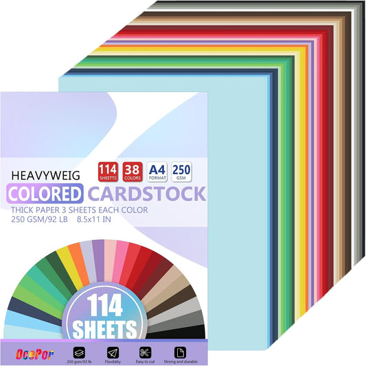 OcePor 100 Sheets Grey Cardstock Paper, Colored Printer Paper 8.5 x 11, Card Stock Thick Construction for Craft,Scrapbook，Office Printing, Invitations, Certificates，92 lb/250gsm