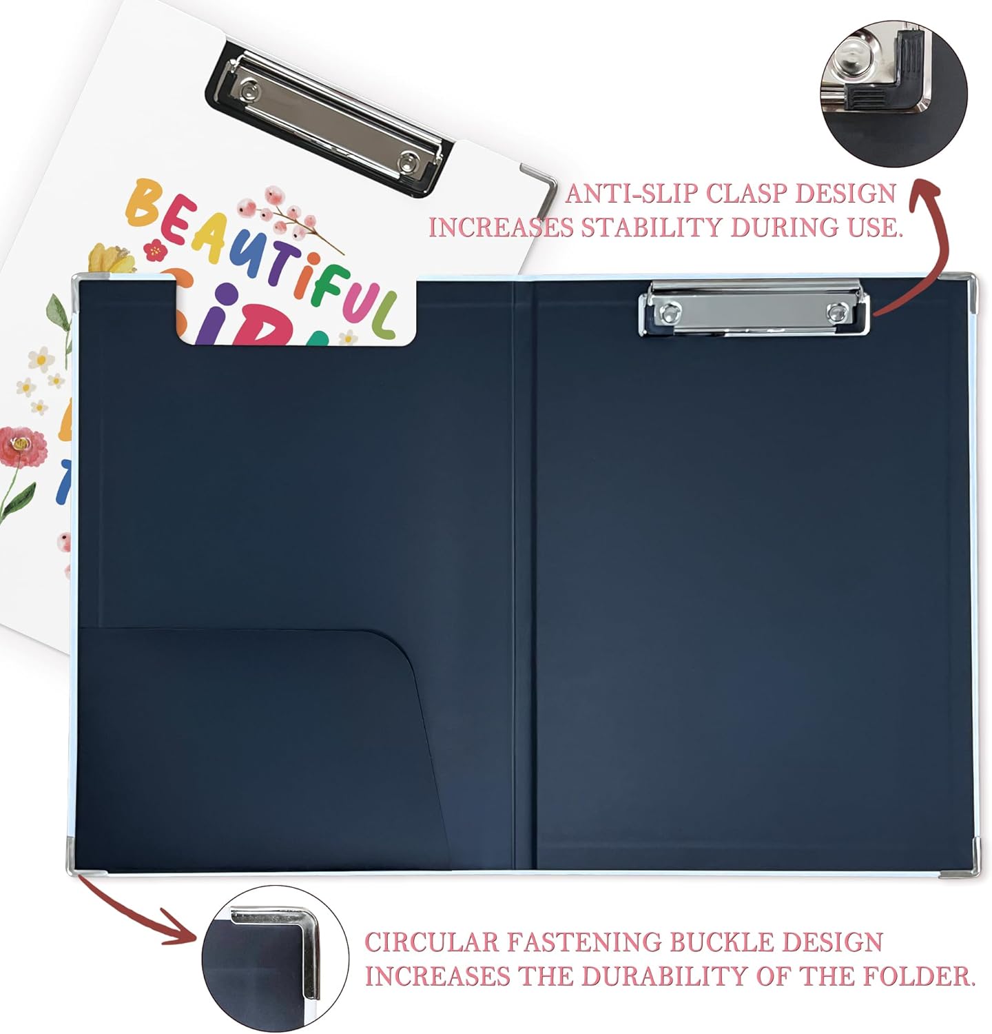 Trendy Black Leopard Print Clipboard Folio with Storage for Office Classroom, Preppy Dark Cheetah Print Padfolio with Metal Clip for Nurses Teachers Students Women Men, 12.4x9.25 in