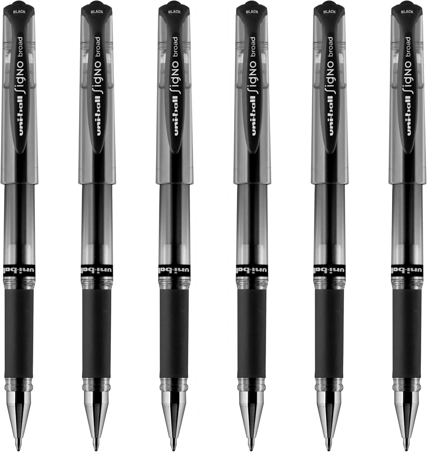 uniball Signo Gel Impact Pens, Bold Point (1.0mm), Metallic Pink Ink, 6 Pens