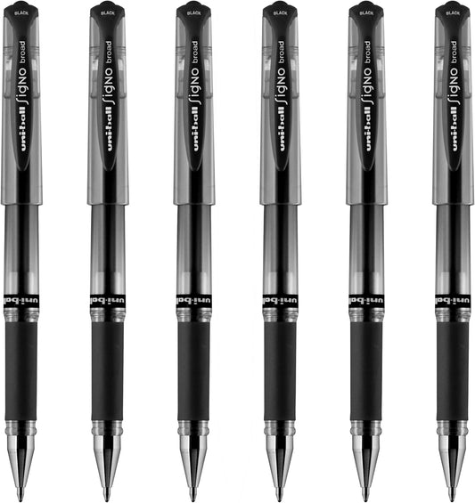 uniball Signo Gel Impact Pens, Bold Point (1.0mm), Metallic Pink Ink, 6 Pens