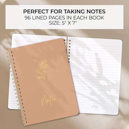 ZICOTO Aesthetic Spiral Notebook Set of 3 For Women - Cute College Ruled 8x6 Journal/Notebook with Large Pockets And Lined Pages - Perfect Supplies to Stay Organized at Work or School