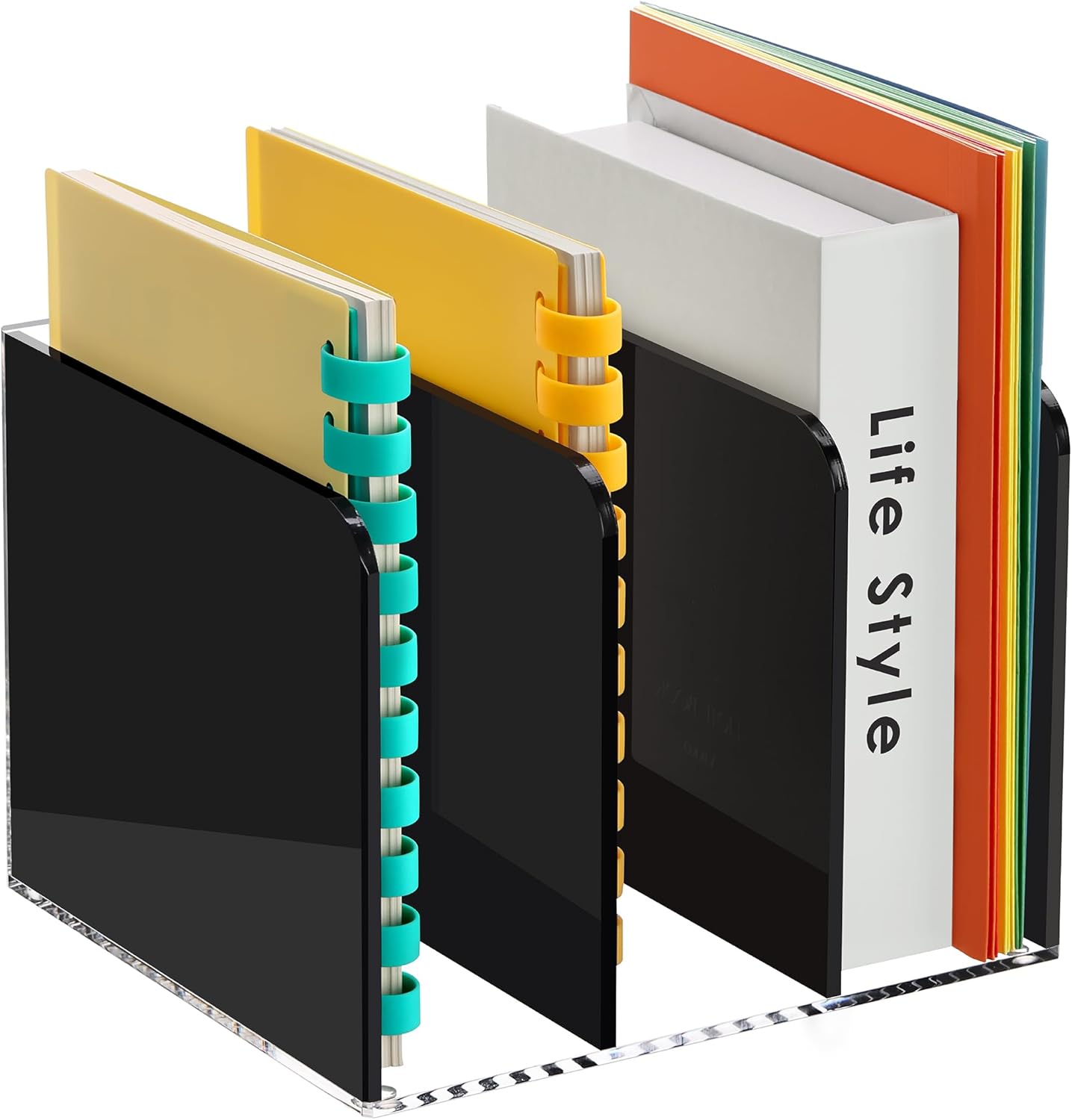SANRUI 2-Pack Acrylic Magazine File Holder Desk Organizer Magazine Rack, Clear, Vertical File Sorter Holders, 9.45" D x 3.54" W x 10.24" H