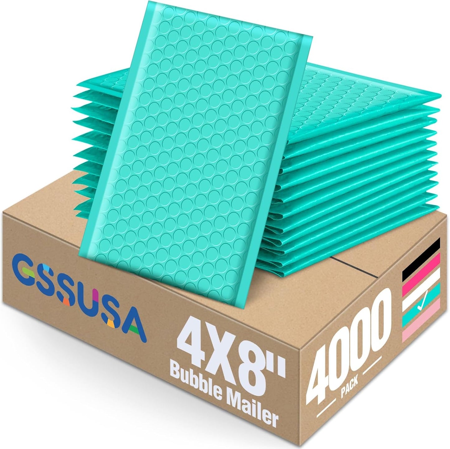 GSSUSA Black Bubble Mailers 4x8 Inches 50 Pack, Usable Size 4X7" Bubble Envelopes for Small Business, Padded Envelope, Shipping Mailers, Packaging Bags, Mailing Envelopes, Shipping Supplies