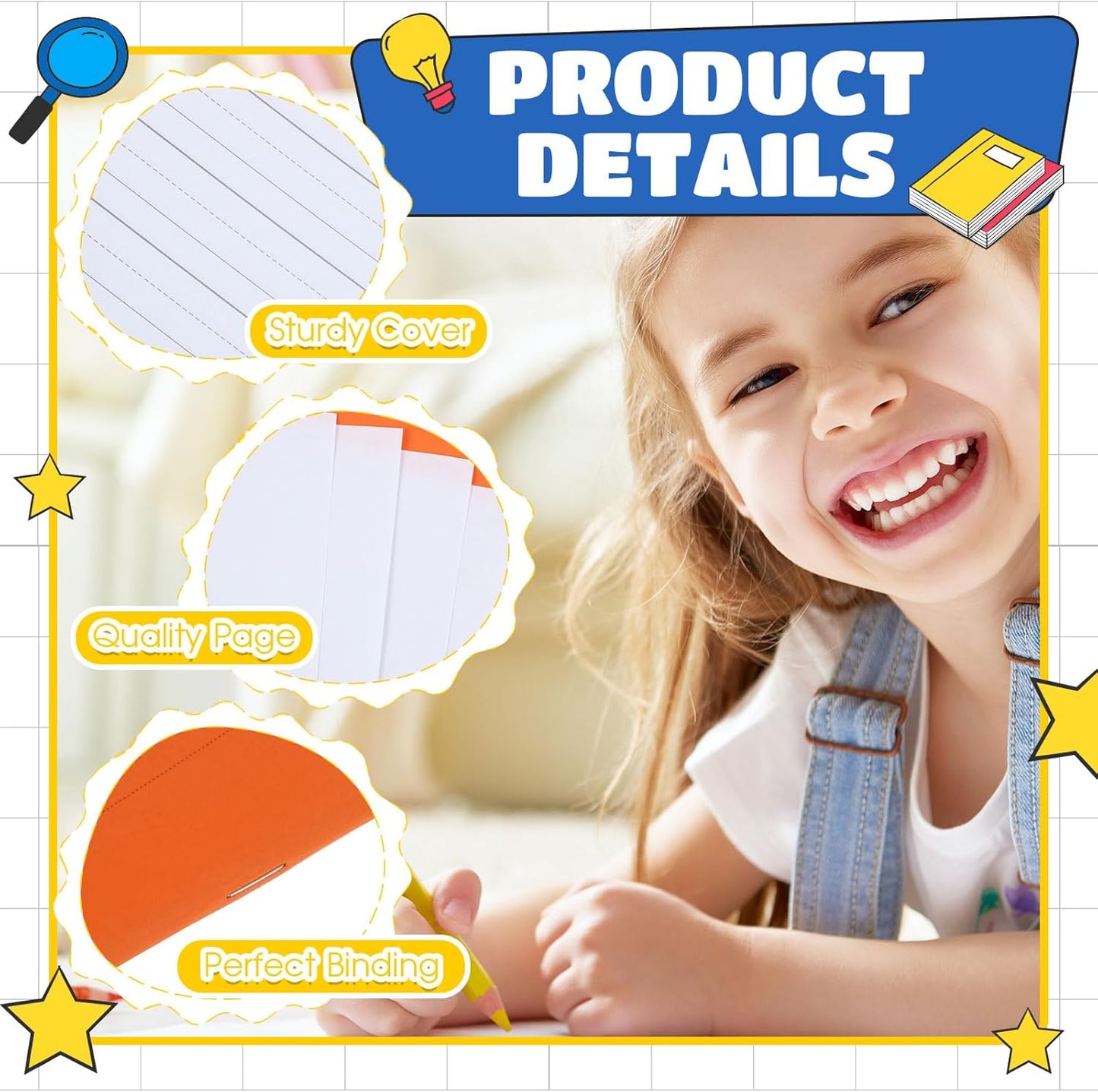 Henoyso 12 Pcs Primary Composition Notebook K-2 Primary Journal, Notebook for Kids Supplies, Bulk Blank Writing Book for Kid to Write Draw Journal 60 Page (9.8″ X 7.5″,Light Color)