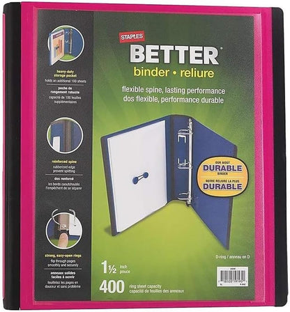 Staples Better Binder 2-Inch D-Ring View Binder, Reinforced Spine, Holds Up to 540 Sheets, Teal, for Office & School