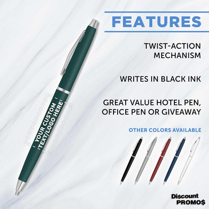 Personalized Langham Ballpoint Pens, Set of 10/50/100 by DISCOUNT PROMOS - Black Ink, Great for Office, Business, Tradeshows - Black