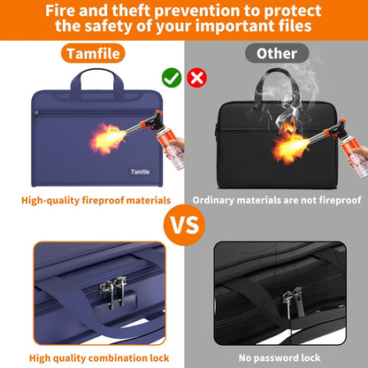 5200℉ Fireproof Accordion File Organizer with Lock, Thickened Document Organizer 13 Pocket with Zipper & Labels, Important Document Organizer, Expanding File Folder with Handle for Letter A4 (Grey)