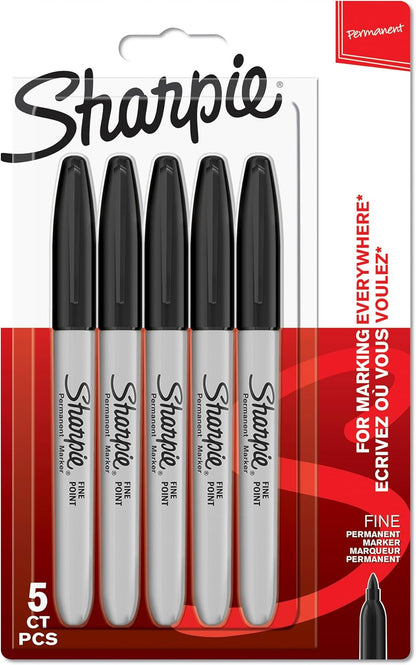 Sharpie Permanent Markers, Fine Point, Black, 12 Count