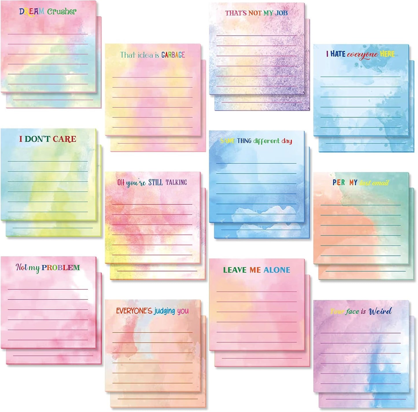 Yinder 48 Pcs Inspirational Sticky Notes Cute Motivational Sticky Notes Pad End of Year Employee Appreciation Gifts Bulk for Teacher Nurse Coworkers Office Supplies 3 x 3'' (Thank You,Dark Color)