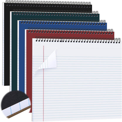 MotiMind 4 Pcs Legal Pads Landscape Notebooks Hole Punched Top Spiral Bound Notebooks 11 x 9.5 Inch College Ruled Drawing Notepad Tear Line for Removal 50 Sheet Office Steno Book(White)
