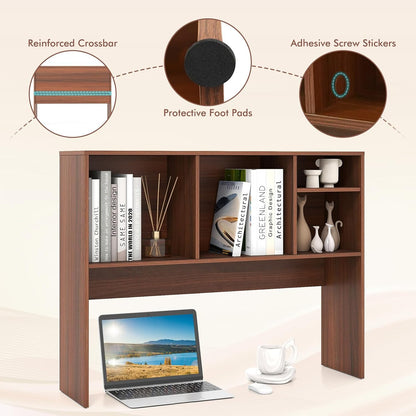 Tangkula Desktop Bookshelf, Countertop Storage Hutch with 5 Shelves for Computer Desk, Desk 3-Tier Display Rack, Multipurpose Wood Desktop Hutch Storage Organizer for Dorm Office Home