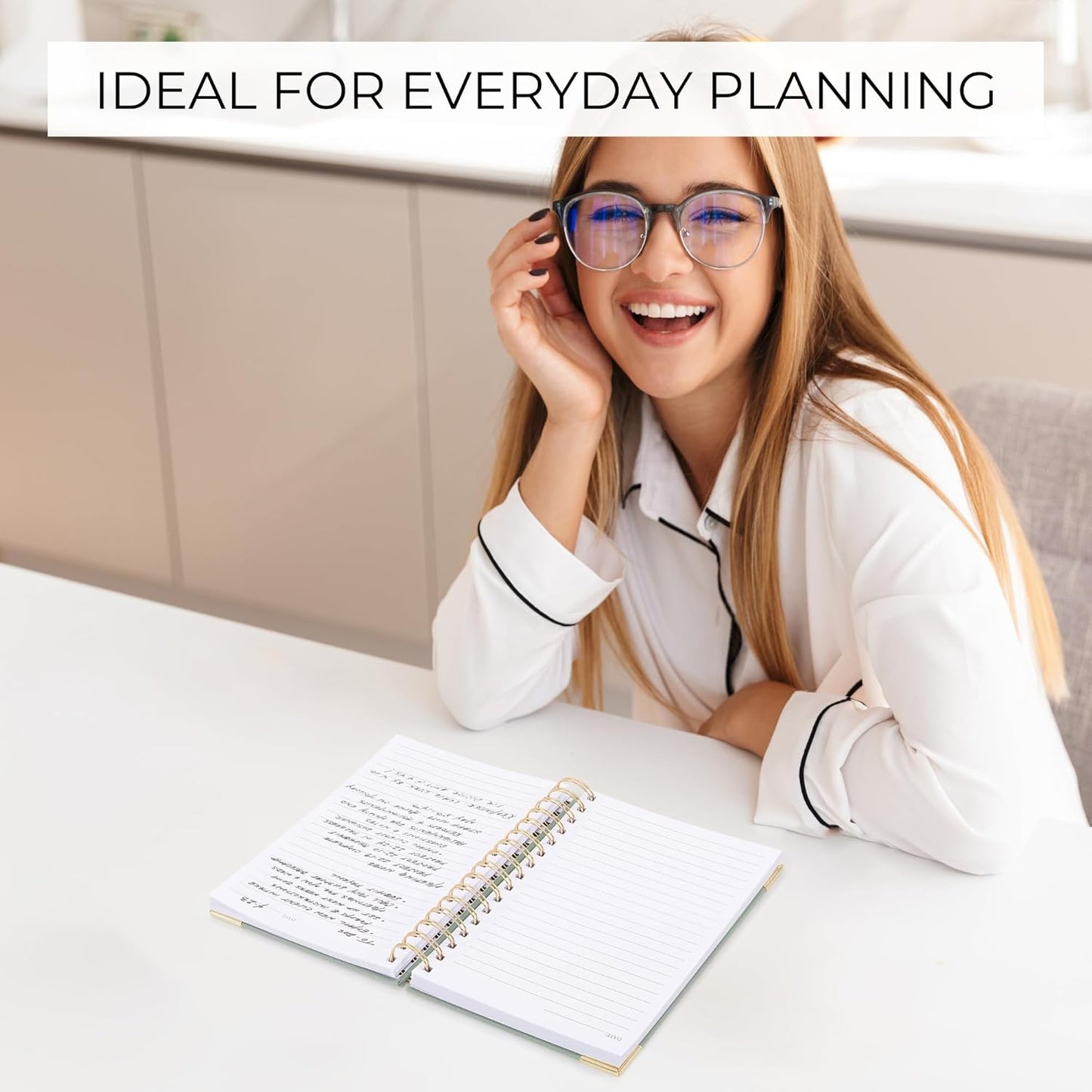 Aesthetic Thick Spiral Notebook Journal For Women in B5 Format - Modern Linen Hardcover College Ruled Note Book With 300 Lined Pages - Perfect For Writing And Staying Organized at Work or School