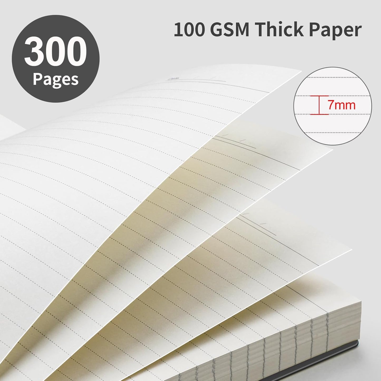 EMSHOI A5 Spiral Notebook College Ruled Lined Journal, Small 5.7" X 8.22", 300 Pages/150 Sheets, 100gsm Thick Paper, Waterproof Hardcover, for Office School Women Men Work Writing Notes, Blue