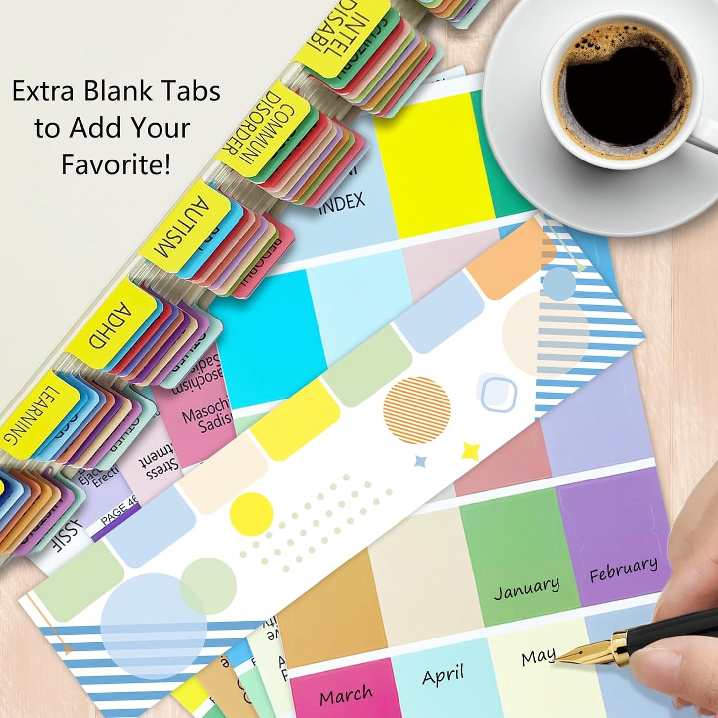 Index Tabs for DSM-5, Color-Coded and Laminated, with 11 Blank Tabs, Alignment Guide and Inspirational Bookmark Included, Tear-Resistant & Waterproof