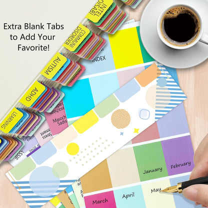 Index Tabs for DSM-5, Color-Coded and Laminated, with 11 Blank Tabs, Alignment Guide and Inspirational Bookmark Included, Tear-Resistant & Waterproof